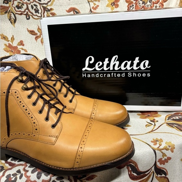 Lethato Men's Classic Handcrafted Leather Toe Cap Boots
